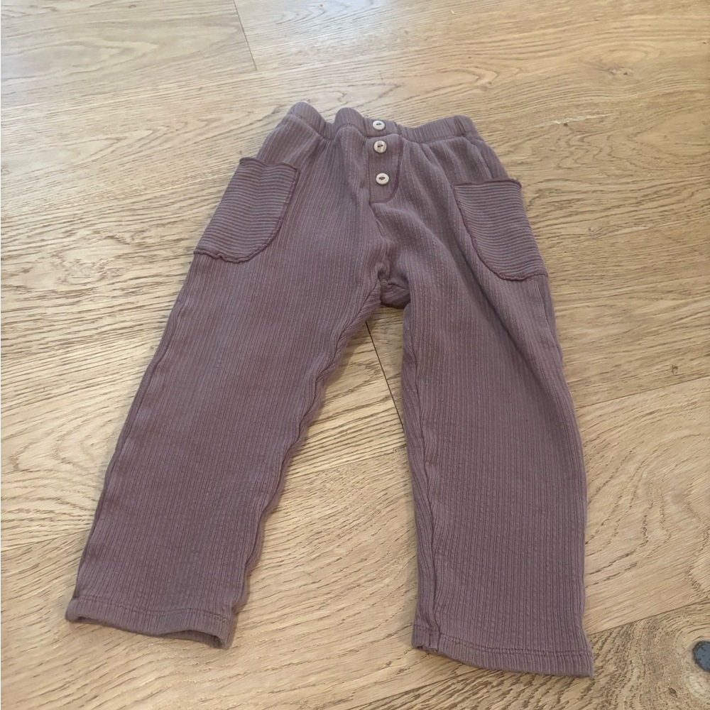 Zara Kids Ribbed Joggers in Brown